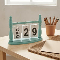 Freestanding Tabletop Date Card Calendar Smooth Finish Wooden Flip Calendar Decorative