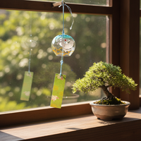 Japanese Style Glass Wind Chime with Rabbit Design, Creative Gift for Home Decor