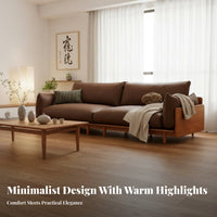 3-Seater Wooden Frame Sofa Removable and cleanable slipcovers Living Room Seating Modern Oriental Design Couch for Homeowners, Renters, Lounge Area, Office