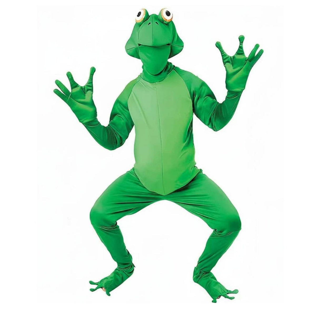 Frog Costume Webbed Hands and Feet Full Body Frog Suit Funny Design Party Apparel for Men, Adults