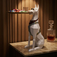 Doberman Tray Holder Faceted Resin Dog Tray Table Decorative Doberman Statue Table
