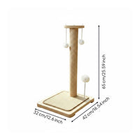 Sisal Cat Scratch Post Multi-Functional Cat Scratch Post with Toy Balls Stable Base Pet Accessory for Cats, Indoor