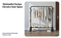 Rolling Clothes Rack Multifunctional Portable Garment Rack Space Saving Standing Clothing Stand with Shelf for Families, Bedroom, Living Room