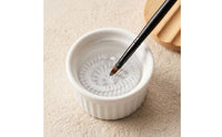Ceramic Brush Washer with Steel Mesh Ribbed Brush Cleaning Cup with Lid Space-Saving for Painting