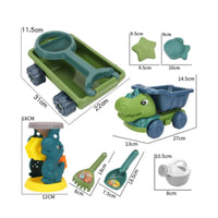 Beach Sand Toy Cart with Tools Children's Sand Cart Beach Wagon Toy Set Rectangular Tray Long Handle for Sandbox
