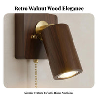 Japanese Aesthetic Wooden Wall Light Retro Design Walnut Wood Reading Light Natural Materials Adjustable Wood Wall Light Hardwired for Readers, Interior Decorators, Homeowners, Bedroom, Guesthouse, Living Room, Entryway