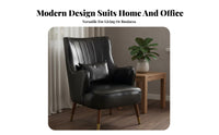 Comfortable Leather Single Sofa Solid Wood Legs Single Sofa Chair Easy Assembly High Back Armchair Retro Design for Homeowners, Book Lovers, Interior Decorators, Living Room, Bedroom, Reception Area, Study