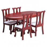 5 Pieces Dollhouse Dining Table and Chairs Ready to Use Dollhouse Dining Set Wood Miniature-Home Decor
