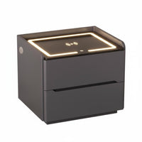 Modern Design Smart Nightstand two Storage Drawers Illuminated Charging Stand Ample Drawer Space Bedside Table Adjustable light-emitting diode Lights for Homeowners, technology aficionados, Students, Home, Apartment, Dorm Room