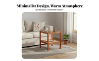 Japanese Design Two-Tier Glass Top Table Woven Rattan Shelf Nightstand Compact Size Home Furniture Slim Design for Apartment Dwellers, Homeowners, Students, Living Room, Bedroom, Balcony, Office