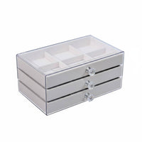 Stackable Jewelry Box Dustproof Clear Top Jewelry Case Knobs Velvet Lined Drawer Organizer for Women, Dresser, Closet