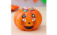 Pumpkin with Feline Face Resin Cat Pumpkin Figurine Spooky-Cute Halloween Figurine for Decorators, Collectors, Desk