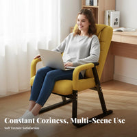 Comfortable Padding Adjustable Recliner With Headrest Reclining Chair Padded Removable pad Folding Seat Includes beverage holder for Office Workers, Homeowners, Dorm Room, resting, Balcony, Backyard