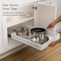 Pull-Out Pot and Pan Organizer Rack for Kitchen Cabinet or Countertop
