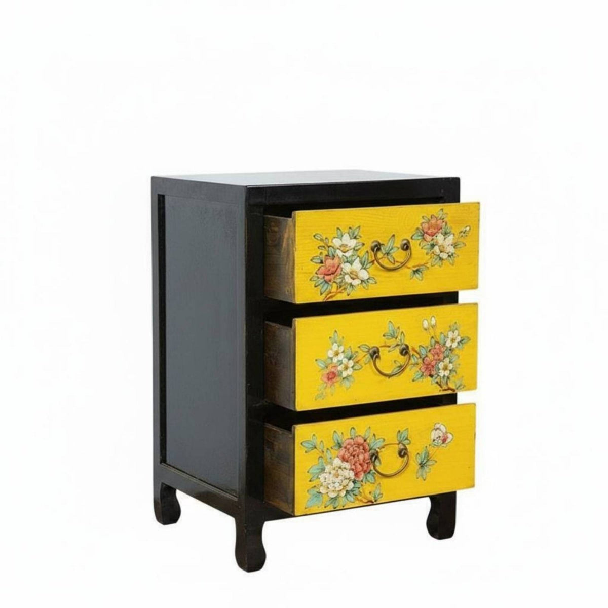 Antique Finish Chinese design End Table Vintage Look Bedside Storage Unit Multi-Functional Nightstand Multifunctional for Apartment Dwellers, Homeowners, Adults, Small Spaces, Living Room, Hallway