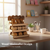 Greeting Card Stand Wooden Tiered Rack Chalkboard Sign for Booths