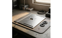 Engraved Measurement Markings Router Plate with Insert Rings Pre-Drilled Mounting Holes Aluminum Router Insert Plate Slotted Openings Power Tool Accessory Raised Side for Woodworking Shop