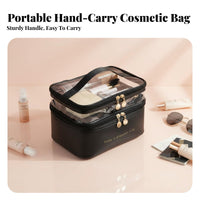 Double Layer Makeup Bag Large Capacity Travel Toiletry Organizer Portable