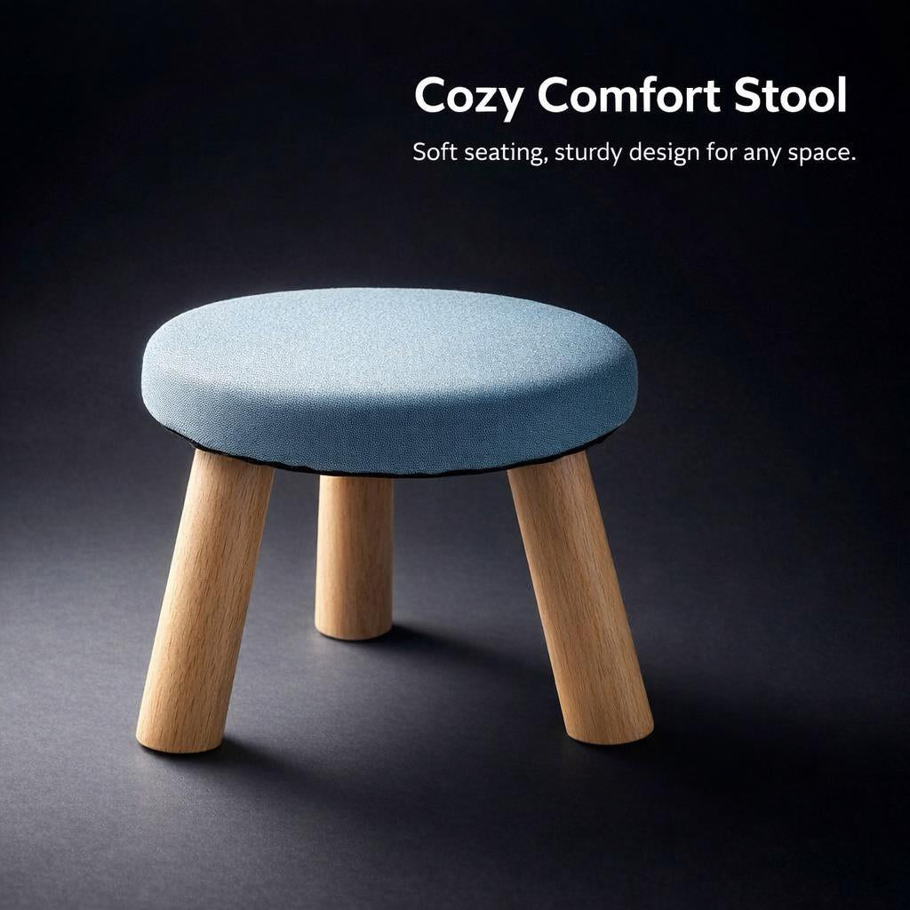 Pouffe Stool Change Shoe Footrest, Wooden Legs Living Room Bedroom, Living Room Bedroom Washable Cover, Footstool Solid Wood