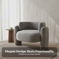 Nordic Design Single Sofa Chair Comfortable Lazy Sofa Chair Soft Upholstery Modern Rounded Armchair Long-Lasting Wood Frame for Interior Decorators, Apartment Dwellers, Living Room, Bedroom, Reception Area, Beauty Salon