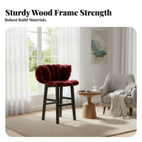 French Design Petal-Cushion High Chair Luxury Design Upholstered High Seat With Backrest Bar Stool Stable Base for Interior Designers, Business Owners, Counter, Kitchen Island, Restaurant, Dining Area