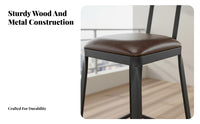 Solid Wood Seat Industrial Bar Stool with Backrest Simple Design Industrial Low-Back Stool Modern Aesthetic Counter Chair Sturdy Frame for Homeowners, Business Owners, Couples, Balcony, Kitchen Island, Restaurant, Dining Room