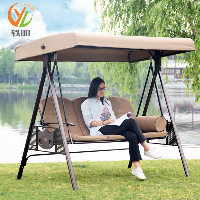 Outdoor Patio Garden Swing Chair Double Seater Iron Art Rocking Hammock for Balcony