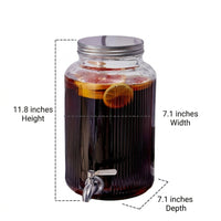 Glass Dispenser with Wooden Stand, Barrel Beer Dispenser for Cold Brew, Fruit Tea Dispenser and Juice Dispenser, Stainless Steel Iced Tea Pot