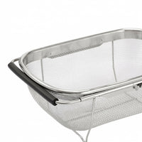 Sink Strainer and Stainless Steel Colander, Large Rectangular Expandable Sink Colander with Retractable Handles, Fine Mesh Pasta Strainer Basket