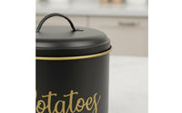 3 Pieces Gold Rim Onion Garlic Storage Tin Easy to Clean Vegetable Storage Container Aerating Holes Stackable Metal Canister Set Rust Resistant