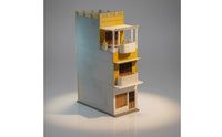 Weathered HO Scale Building Vintage Architectural Model Kit 1:87 HO Scale Model House Paintable for Diorama Builders, Hobbyists, Street Scenes, Dioramas