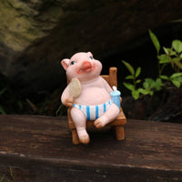 Painted Finish Pink Pig Ornament Tabletop Seated Pig Figurine Cute Creature Statue Decorative Figure for Desktop, Garden, Courtyard