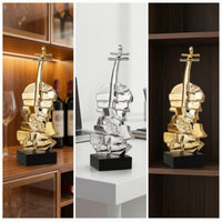 Violin Sculpture Electroplated Abstract Violin Statue   Abstract Sculpture for Art Collectors