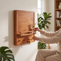 Wooden Power Meter Cabinet Cover with Hooks Space-Saving Power Meter Cabinet Cover with Shelf Vertical for Hallway