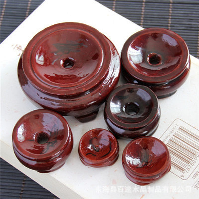 Rotating Crystal Ball Display Stand Wooden Base for Ornaments and Crafts