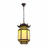 Chinese Style Lantern Lamp Weather Resistant Outdoor Hanging Lantern Warm Glow Pagoda Overhead Light for Balcony, Porch, Corridor