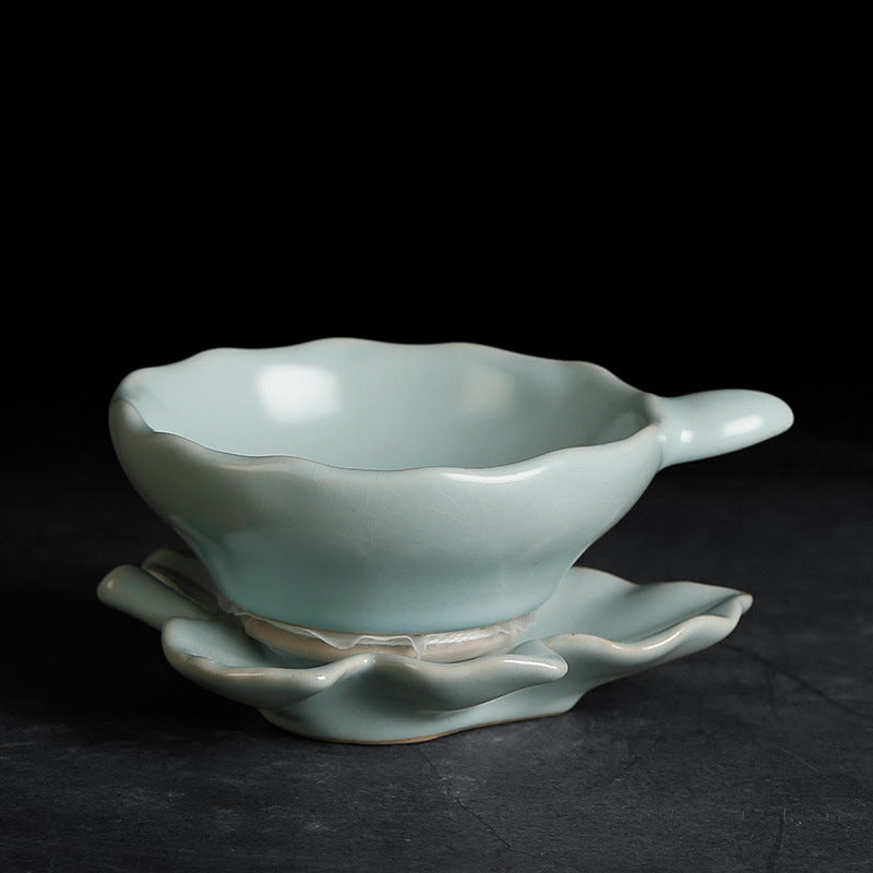 Ru Kiln Ceramic Tea Strainer with Maple Leaf Design for Kung Fu Tea Set