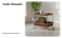 On casters 2-Tier Rolling Cart Space-Saving Multi-Tier Rolling Cart adaptable Use Mobile Storage Sturdy Frame for Apartment Dwellers, Entertainers, Party Hosts, Living Room, Bedroom, Kitchen, Parties