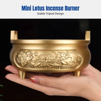 Brass Incense Burner and Candle Holder Set, Lotus Embossed, Altar Supplies, Indoor Worship, Temple, Event, Wedding