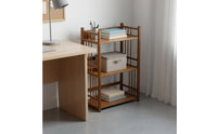 Large Capacity Multi-Tier Bamboo Bookshelf Simple Design Freestanding Bamboo Bookcase Multipurpose Freestanding Storage Shelf Easy Assembly for Living Room, Bedroom, Home Office