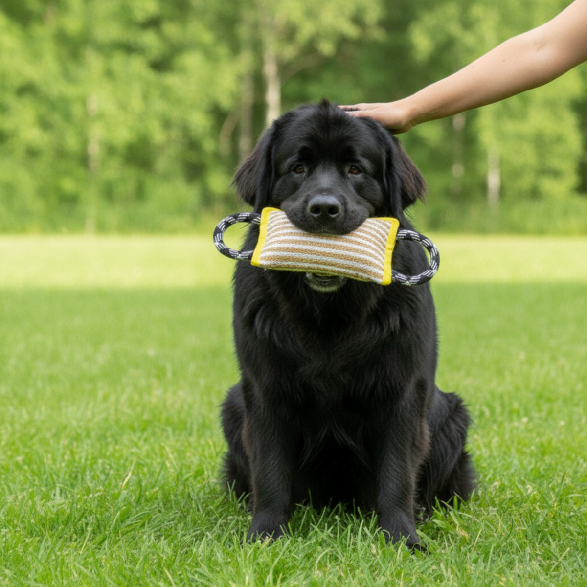 Interactive Dog Tug Toy with Rope Handles Heavy-Duty Dog Tug Toy with Handles Woven Braided for Dogs, Young Dogs