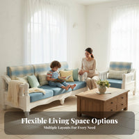 Mediterranean design U-Shaped Wooden Frame Sofa Small Apartment suitable Sectional Couch North American Country Design Household Furniture Soft Upholstery for Homeowners, Families, Living Room, holiday Home