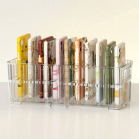 Phone Case Organizer Clear Phone Case Holder Divider Tray Transparent Multi-Slot for Collectors, Desk, Drawer