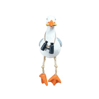 Nautical Seagull Figurine Coastal Seagull with Rope Legs Beach-Inspired Sea Bird Figurine Tabletop for Shelf, Desk, Patio, Garden
