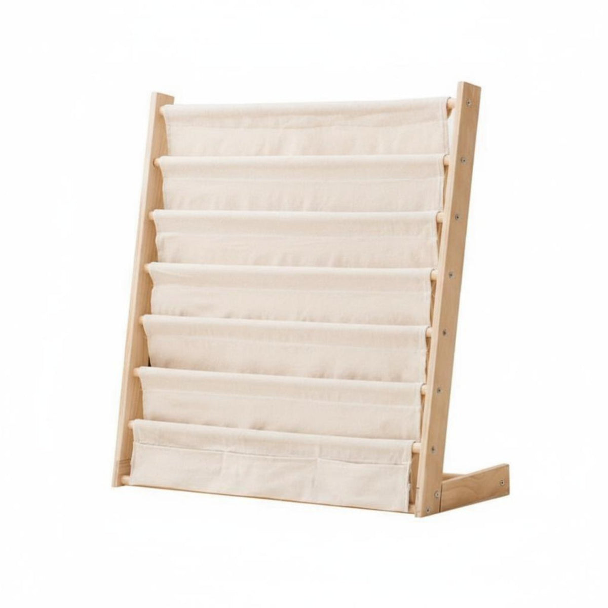 Childrens Wooden Bookcase Washable Textile Toddler Bookshelf Safe Rounded
