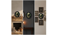 Oval Picture Frame Black Picture Frame with Insert Wooden for Halloween, Creepy Dwelling