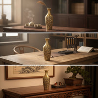 Brass Vase with Dragon Relief Textured Antique Style Brass Vase Traditional Centerpiece Vases for Dried Flowers