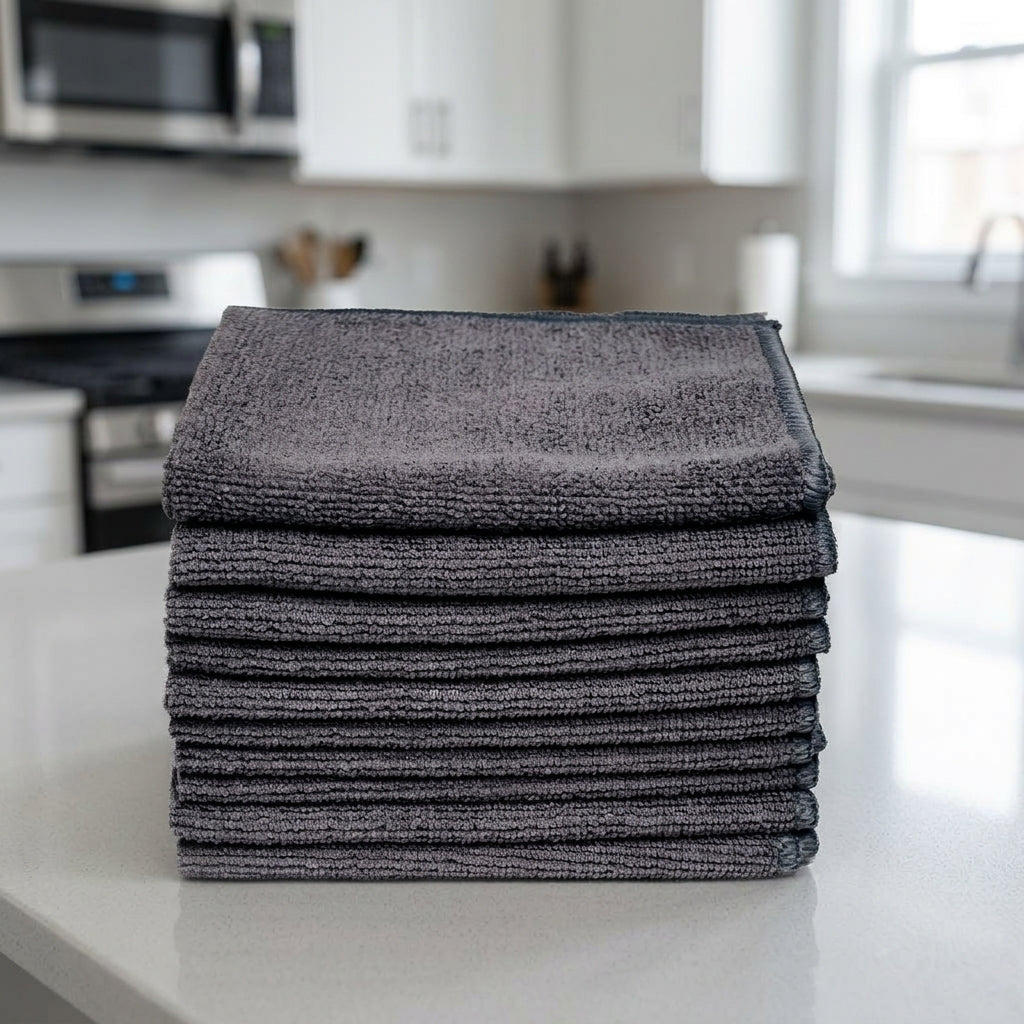 240 gsm Microfibre Cloth and Microfibre Towel, Absorbent Cleaning Cloths for Kitchen and Car, 30x30cm Wet and Dry Bulk Pack