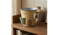 Distressed Vintage Finish Castle Planter Painted Door and Window Details Decorative Castle Pot Drainage Hole Iron Planter Pot Tapered Body