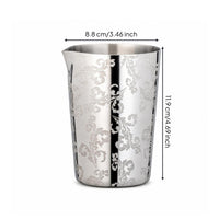 drink Mixing Cup with Spout Engraved Stainless Steel Mixing Cup Reflective Vessel for Bars